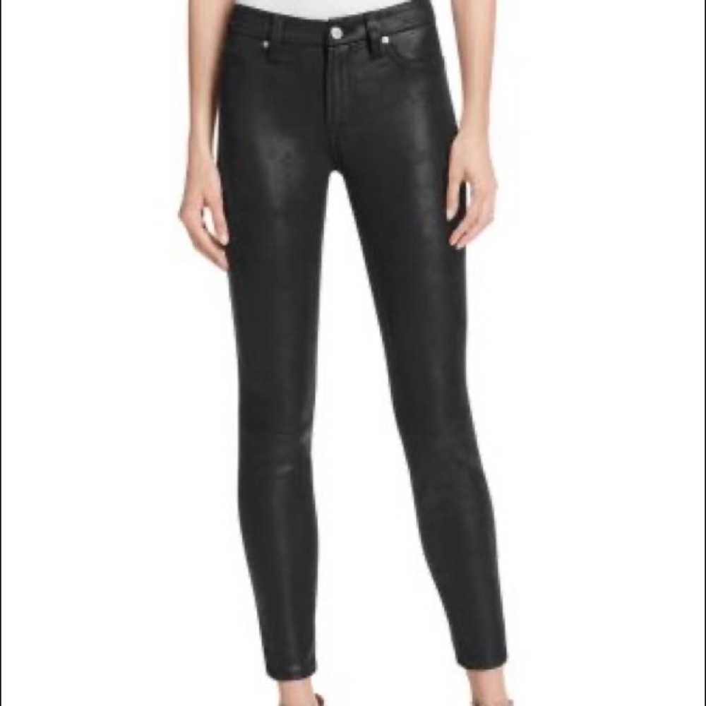 Faux Leather Skinny Jeans in Black size 24